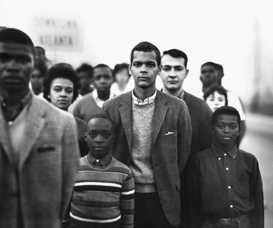 Student Non-violent Coordinating Committee (SNCC), led by Julian Bond, Atlanta, Georgia, March 23, 1963